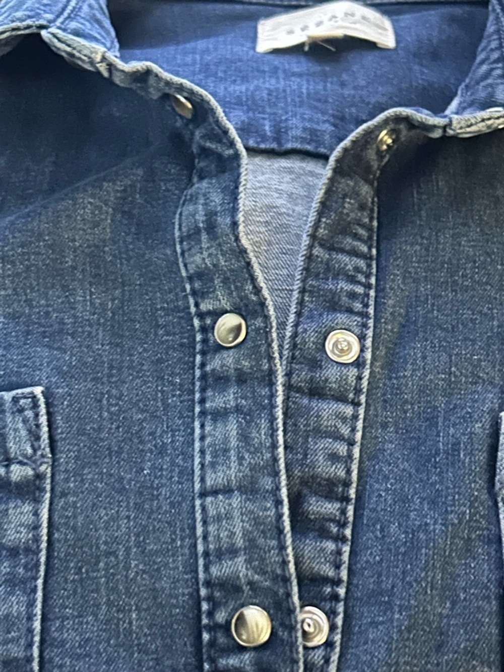 Sézane Leana Denim Shirt Dress Button Front Chambray Tiered Mini Long Sleeve - Picture 11 of 14